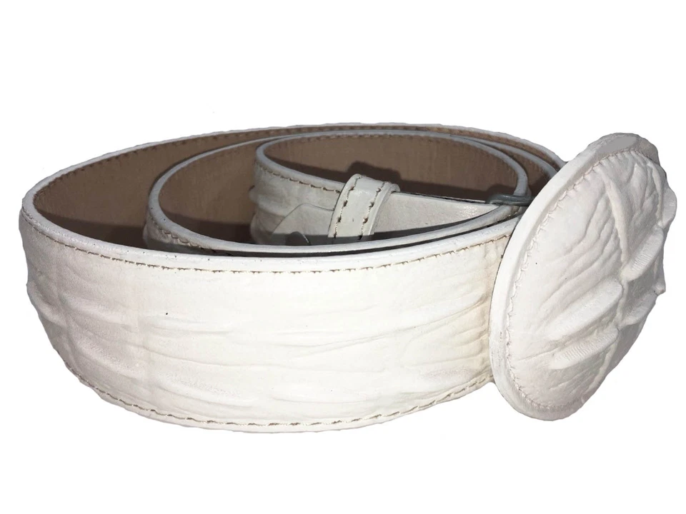 Cinturón ancho de 1,5" de cuero genuino de alta resistencia con estampado de cocodrilo hecho a mano Foto 1 de 1