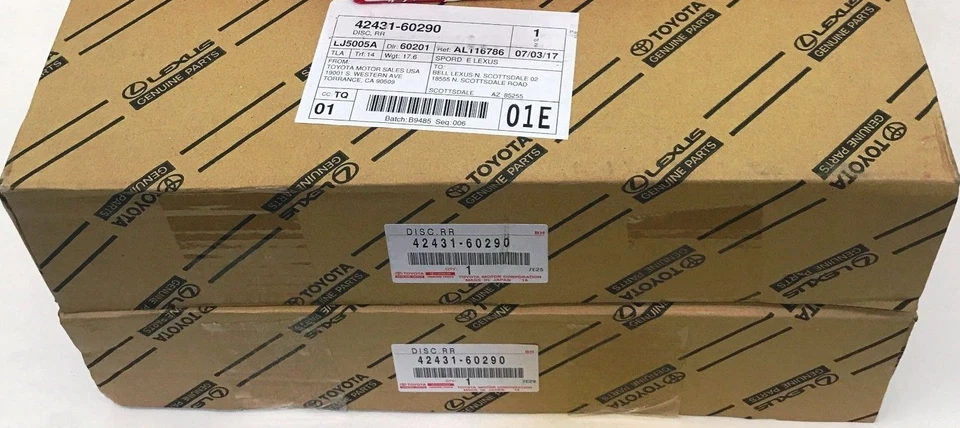 LEXUS OEM FACTORY REAR BRAKE ROTORS SET 2008-2017 LX570 - Image 1 of 1