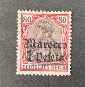 German PO Morocco: 1900 Peseta, on 80Pf. SG15, Fine Used. - Picture 1 of 2