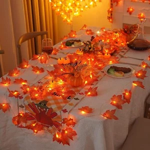9.8FT 30 LED Lighted Maple Leaves String Lights Fall Thanksgiving Decorations - Picture 1 of 13