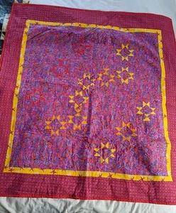 Handmade Artistic Quilt 41"x20"Quilted Bright Stars Lap Quilt  - Picture 1 of 3