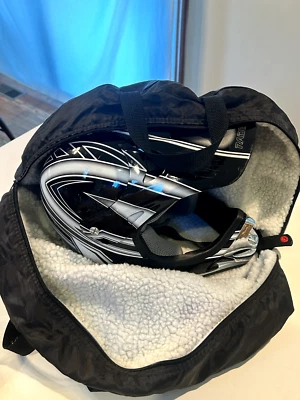 Casco Raider MX-3 Mortorcross con visera, negro, blanco y plateado y bolsa de transporte Foto 1 de 4