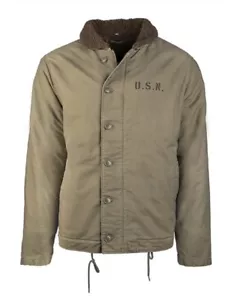 US Navy Usn Army Deck Jacket N-1 Jacke Oliv wwII wk2 Repro Bordjacke 46R Gr. 56 - Picture 1 of 2