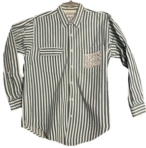 Vintage St. John’s Bay Long Sleeve Button Down Men’s Shirt Green Size M - Picture 1 of 4