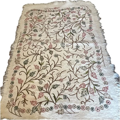 Alfombra de lana IMPERIAL DE COLECCIÓN 4x6 pies - 100 % lana diseño floral crema hecha a mano India Foto 1 de 4