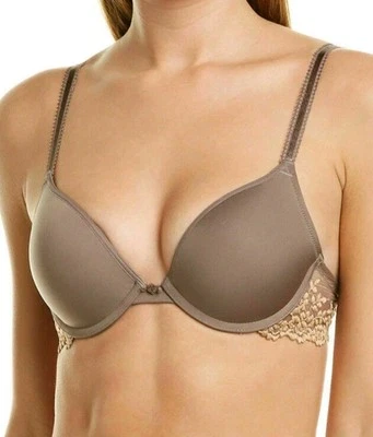 Wacoal Embrace Lace Push Up Bra 34C Brown 858191 Plunge Underwire Contour Cups - Image 1 of 4