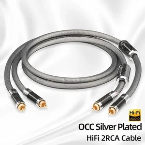 Audio Cable 2RCA to 2RCA Interconnect Cable HiFi OCC Silver Plated Male to Male - Picture 1 of 8