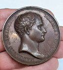 ANTIQUE FRENCH BRONZE NAPOLEON BONAPARTE MEDAL RESTORATION OF WORSHIP ANDRIEU