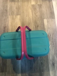 Eagle Craftstor Craft Sewing Tote Storage System Organizer Teal Pink Purple 19in - Picture 1 of 15