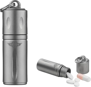 Llavero Porta Pastillas Titanio Contenedor para Pastillas Impermeable Estuche para Pastillas Camping - Imagen 1 de 9
