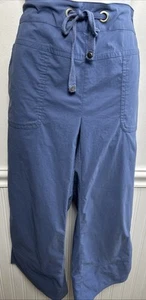 PRANA Womens L Pants Bliss Capri Drawstring Hiking Wide Leg Nylon Stretch Pocket - Picture 1 of 10