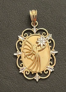Vintage Michael Anthony 10K Gelb & Weißgold Diamant Schutzengel Stern Anhänger - Bild 1 von 13