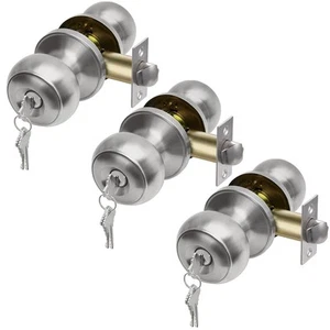 (3 Pack) Keyed Alike Entry Door Knob, Exterior Door Lock with Same Keys in So... - Picture 1 of 8