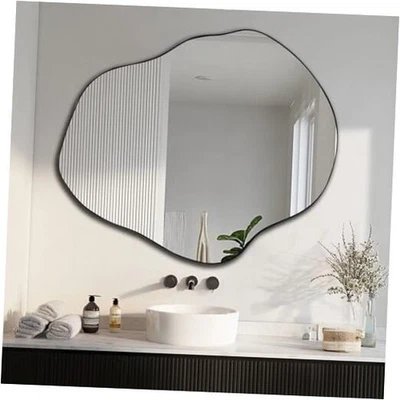  Espelho de parede irregular, grande 20,5x25 polegadas 20,5 L x 25 W preto exclusivo - Imagem 1 de 4