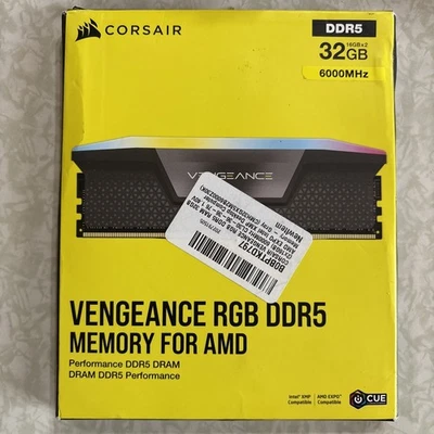 Corsair VENGEANCE RGB 32GB (2x16) DDR5-6000 CL30 Memory Kit, CMH32GX5M2B6000Z30K - Image 1 of 4