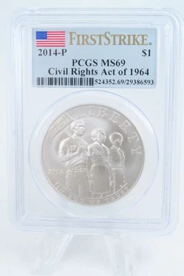 2014-P PCGS MS69 Civil Rights Act Of 1964 Silver Modern Commemorative Dollar - Image 1 of 2