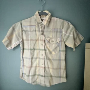 Vintage 60s 70s Western Frontier Cowboy Pear Snap Button Kids Boys Girls Shirt M - Picture 1 of 5