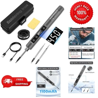 Cordless Soldering Iron Kit LCD Display Portable Soldering Tools 356°F to 842°F - Image 1 of 4