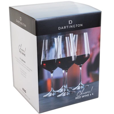 Dartington Crystal Red Wine Glasses Cheers! Collection 4 Pack Dishwasher Safe - Image 1 of 4