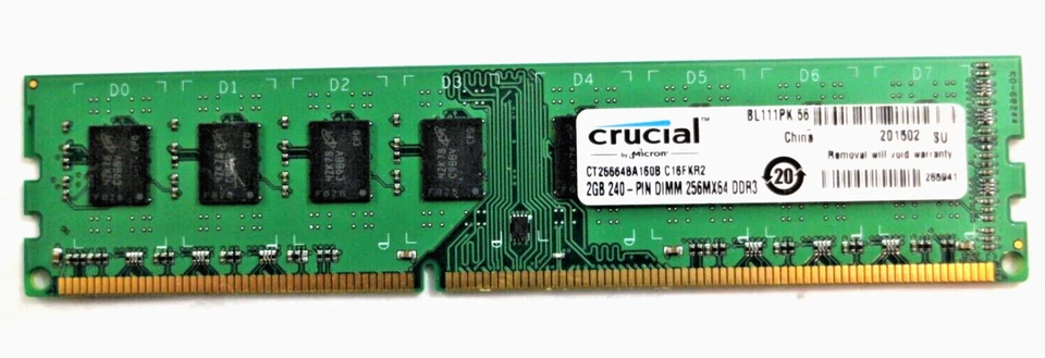 2GB Crucial CT25664BA1339.M8FMD 256MX64 DDR3 240pin DIMM Memory RAM - Image 1 of 3