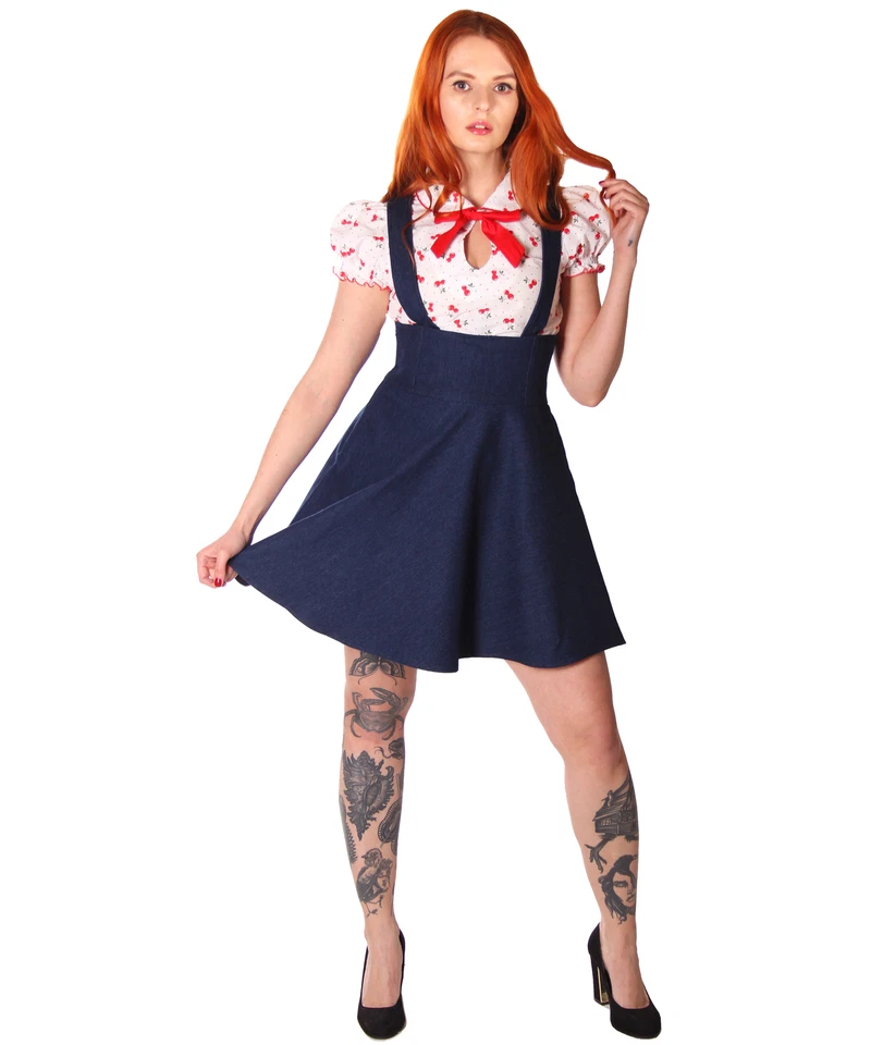 SugarShock Ira Hosenträger Jeans Rockabilly Suspender Mini Rock - Bild 1 von 1