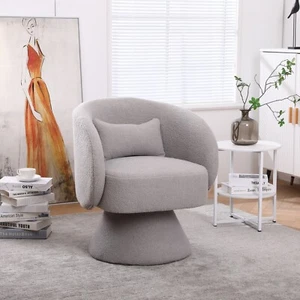 Swivel Accent Chair Armchair Single Sofa Barrel Chair for Living Room Grey - Picture 1 of 17