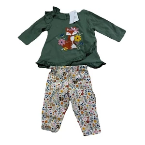 Googlad Baby Girl 6M Fall Floral/Fox Legging Set - Picture 1 of 3