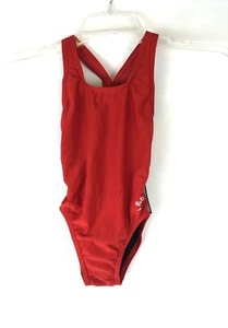 Speedo Girl’s Red Racerback One Piece Swimsuit, Size 4 - Picture 1 of 3