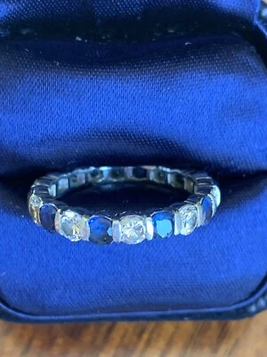 Anillo Tiffany & Co Platino Zafiro Diamante Círculo Completo Abrazo Banda Foto 1 de 4