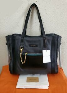 New The Bridge Saturnia Black Leather Large Shopper with Pouch *Made in Italy*