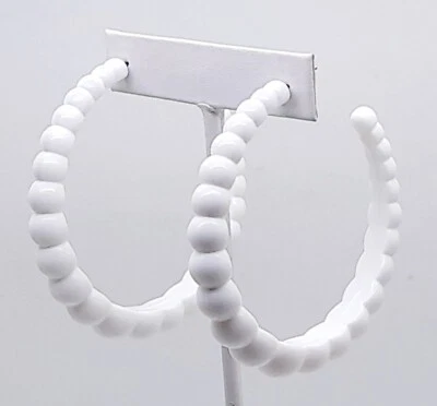 широкий пластиковый бисер текстура post белый цвет обручи акрил 2 дюйма серьги #1 - Изображение 1 из 4