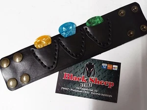 bracciale con 3 tasche porta plettro cuoio Made in Italy - Bild 1 von 4