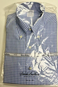 Brooks Brothers Dress Shirt 14.5 32 Extra Slim Fit-New W/Tags-Blue Check-$88 - Picture 1 of 3