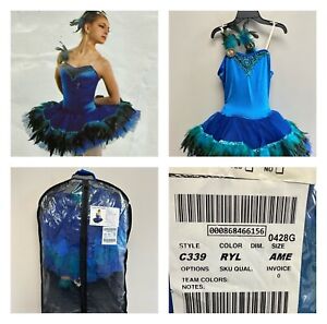 Dance Recital Costume Tutu Royal Blue Bird Curtain Call Contemporary Ballet AMED