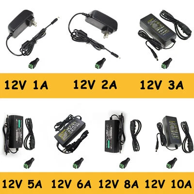 12V 1A 2A 3A 5A 6A 8A 10A Power Supply AC to DC Adapter for 5050 LED Strip Light - Image 1 of 4