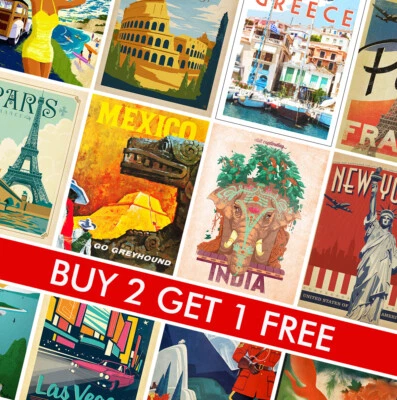 VINTAGE TRAVEL POSTERS - Classic Prints - A4 A3 A2 - Home Wall Art Decor - Image 1 of 2