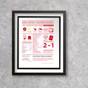 Manchester United v Bayern Munich. European Champions Final 1999.A3 Framed Print - Picture 1 of 4