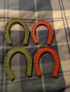 Set Of 4 Vintage 1950's  Roy Rogers Trigger  Rubber Lucky Horseshoes  - Picture 1 of 5