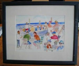 "Auf See" signiertes Aquarell von June Lyman, USA, wie professionell gerahmt, mattiert - Bild 1 von 1