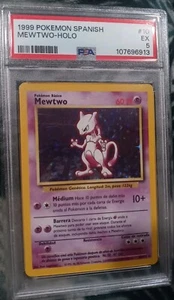 Pokemon Español Mewtwo 1999 Tarjeta Holo 010/102 Base Set PSA 5 - Imagen 1 de 3