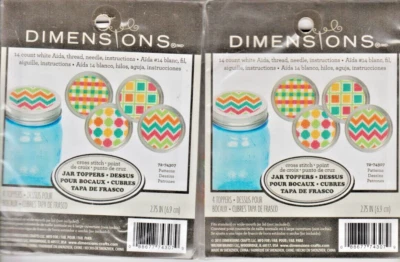 "JAR TOPPERS" - 2 Colorful Kits - Counted Cross Stitch by Dimensions - MIB! - Image 1 of 2