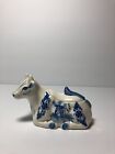 Cow Sugar Bowl with Lid Blue & White Delft Style Windmill Floral