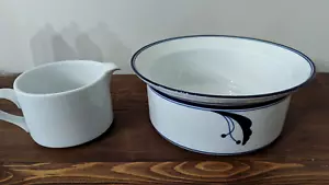 Dansk Flora bowl Bayberry Blue 6 3/4" Portugal Plus Free Pitcher - Picture 1 of 9