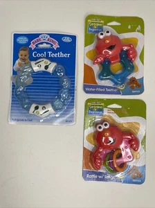 3 NOS Baby Teether-baby King/2 Sesame Street Beginnings Elmo/Rattle W/Rings A3 - Picture 1 of 10