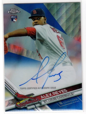 # /75 RC Auto  ** Alex Reyes **  2017 Topps Chrome BLUE WAVE  Cardinals - Image 1 of 2