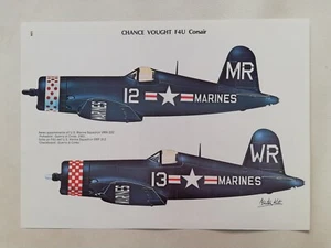 Tavola Enciclopedia CHANCE VOUGHT F4U CORSAIR Scheda Tecnica Aereo Militare - Picture 1 of 2