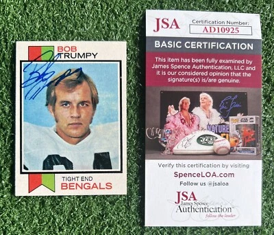 1973 Topps #7 BOB TRUMPY Autograph Cincinnati Bengals JSA COA AUTO - Image 1 of 2