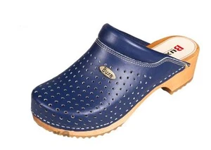Zoccoli in pelle legno colore blu scuro F11 stile svedese taglia scarpa (uomo) - Foto 1 di 4