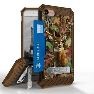 Buck Camo Shockproof Hybrid Case+Tempered Glass Cover for iPhone Model (4.7") - Picture 1 of 6