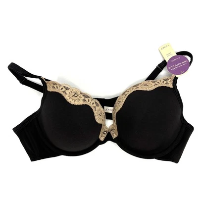 Nuevo con etiquetas Sujetador Cacique 44B Algodón Boost Plunge Con Aros Negro Tostado Encaje Foto 1 de 4